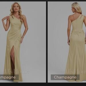 Jj'House Sheath/Column One Shoulder Floor-Length Matte Satin Prom Dresses  sz 10